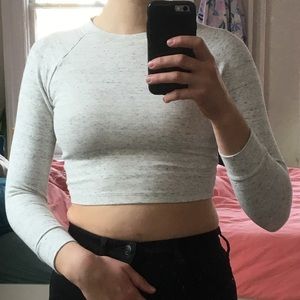 American Apparel cream heather long-sleeve crop NWOT